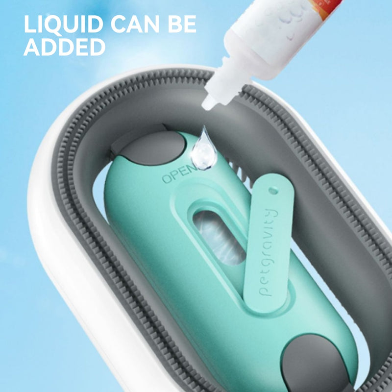 Escova para cuidados com cães e gatos com tanque de água